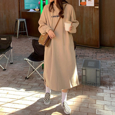taobao agent Warm hoody, sweatshirt, autumn dress, long skirt, plus size, mid-length