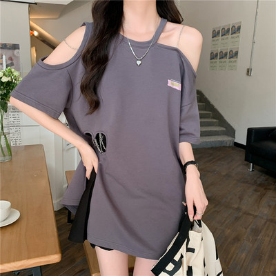 taobao agent Summer short sleeve T-shirt, long top, plus size, mid-length, fitted