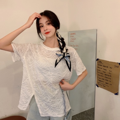 taobao agent Summer design short sleeve T-shirt, long jacket, plus size, trend of season, mid-length