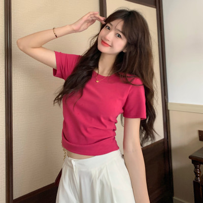 taobao agent Summer T-shirt, short top, plus size, fitted, with short sleeve