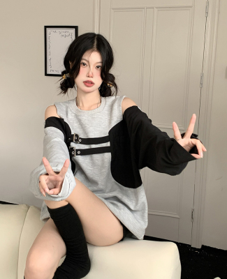 taobao agent Set, sweatshirt, sexy top, plus size, long sleeve, autumn, fitted