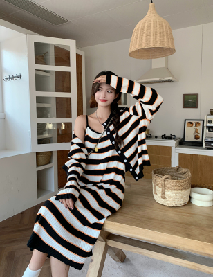 taobao agent Set, cardigan, dress, plus size, Chanel style, fitted