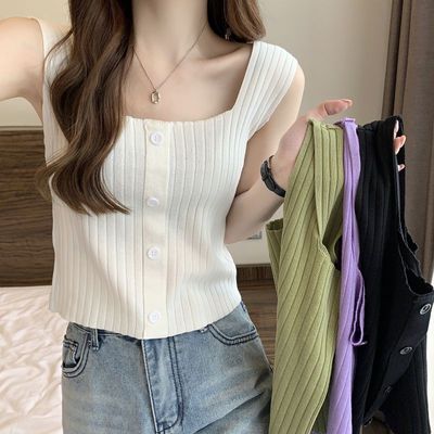 taobao agent Short T-shirt, top with cups, tank top, 2023 collection, Korean style, plus size, fitted