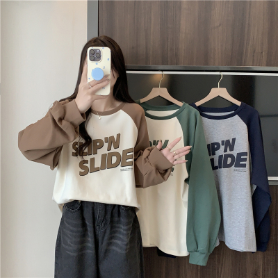 taobao agent Demi-season sweatshirt, top, long-sleeve, plus size, fitted