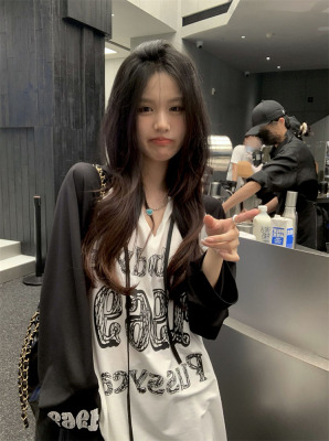 taobao agent Tide, thin hoody, autumn T-shirt, sexy jacket, plus size, American style, long sleeve