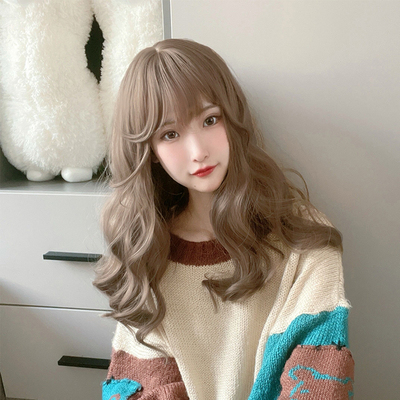 taobao agent Wig female big wave long curly hair, long hair simulation daily full set of medium long hair Korean Qi bangs wig