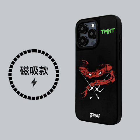 TMNT Red Raphael Ninja Turtles Matte Black MagSafe iPhone Case