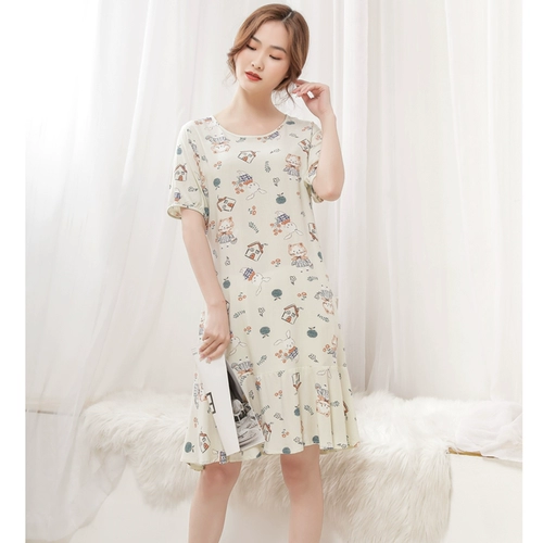 Летняя пижама, юбка, короткий рукав, рыбий хвост