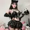 Cosplay mèo đen ren xuyên thấu Gegejia Internet nổi tiếng anime hai chiều đồng phục cô gái mèo cosplay hottie gợi cảm bằng sáng chế váy da phù hợp với cosplay meo Đồ ngủ sexy cosplay Mèo Con 