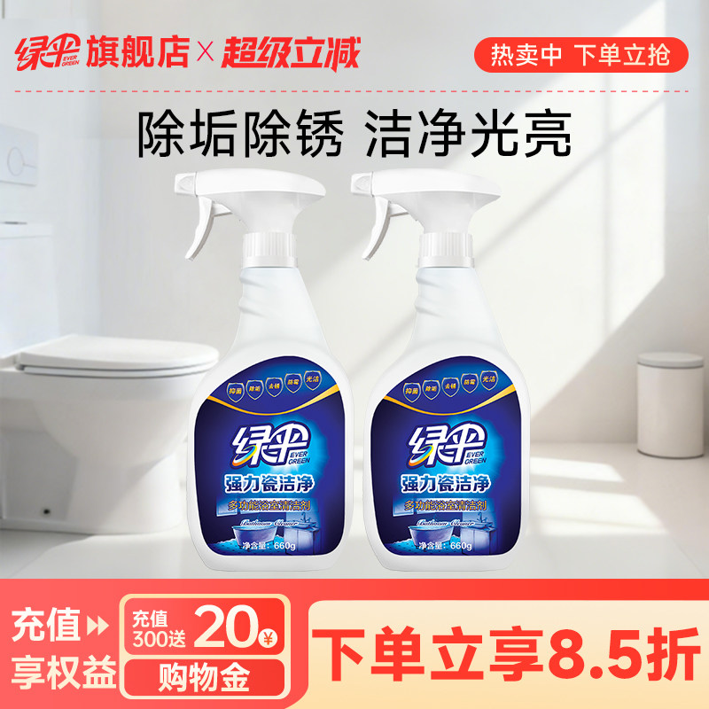 绿伞瓷洁净瓷砖清洁剂卫生间地板砖清洁2瓶家用厕所玻璃去污除垢 - 淘宝联盟商品