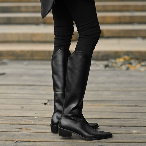 Высокие сапоги с заостренным носом, демисезонные ботинки, 2020