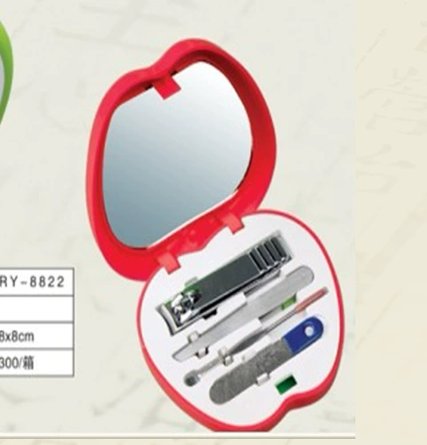 Apple, геометрический комплект для ногтей, зеркало, ухочистка, пинцет, 4 шт, с печатью вашего логотипа