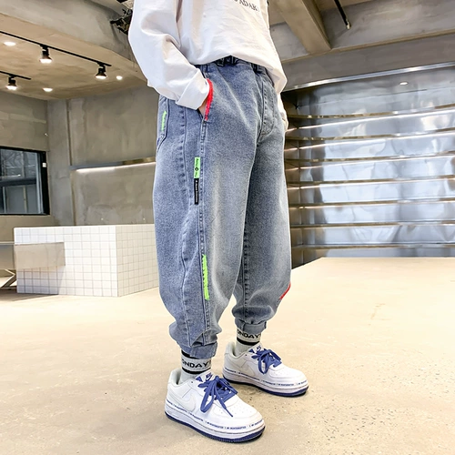 Осенние джинсы для мальчиков, детские штаны, в западном стиле, подходит для подростков