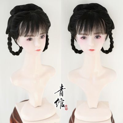 taobao agent Qingli ancient style Han clothing skirt skirt full -scale wig head hood ancient style cos Song system bangs hair cover