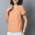 Áo sơ mi cotton và lanh của phụ nữ ngắn tay mùa hè 2020 áo phông của mẹ mới đơn giản rộng rãi và mỏng cộng với kích thước áo sơ mi nữ - Áo phông Áo phông