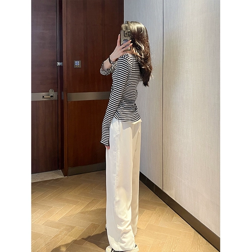 Белые штаны, подходит для подростков, коллекция 2023, свободный прямой крой, оверсайз