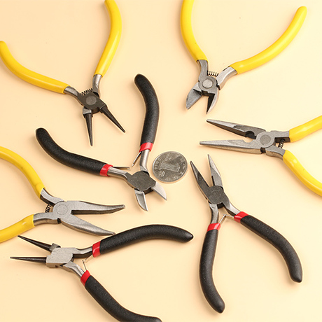 银祺diy手工手串必备迷你四件套 无牙齿弯直头铁钳剪钳 材料工具