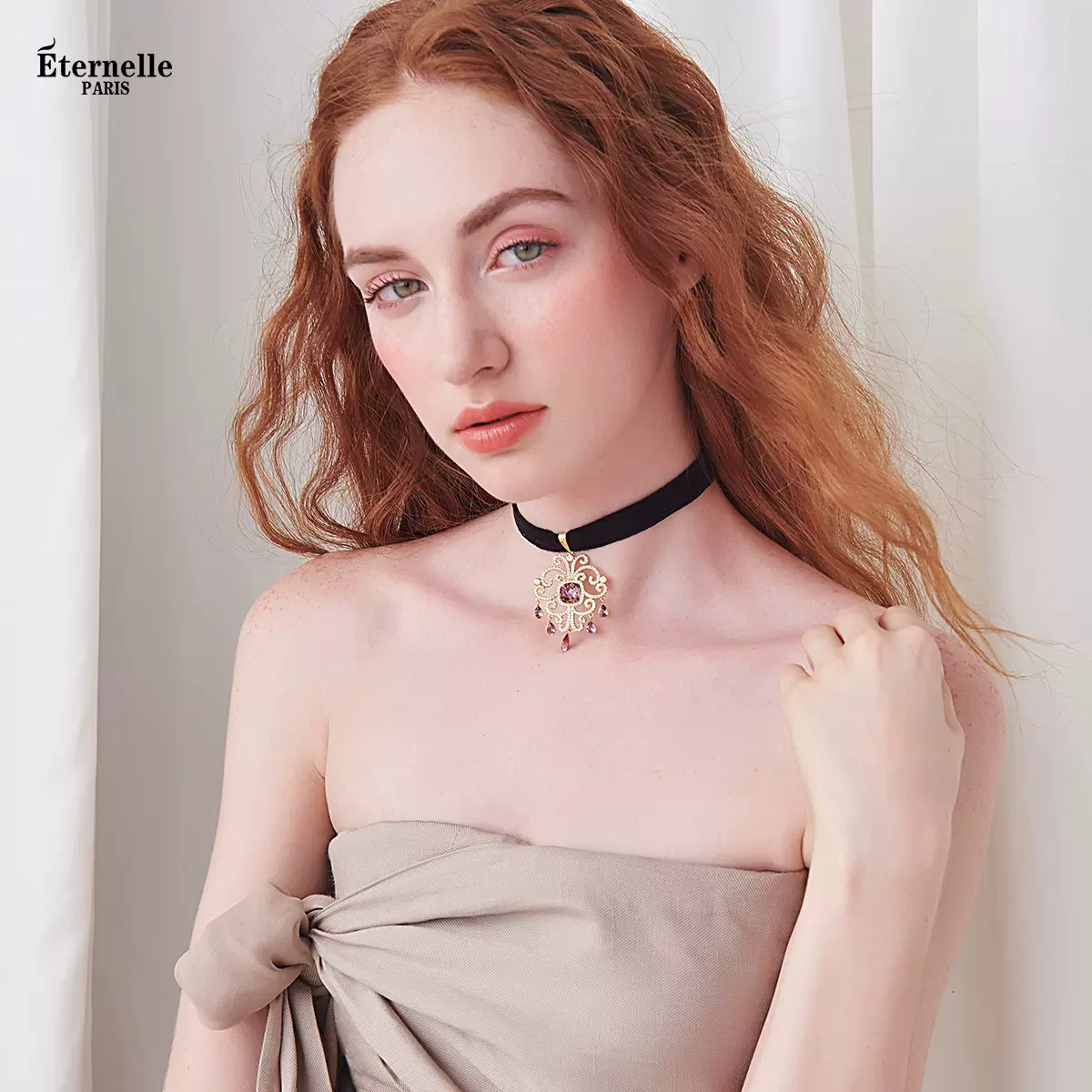 法国eternelle奥地利水晶项链欧美锁骨链女吊坠脖子链生日礼物