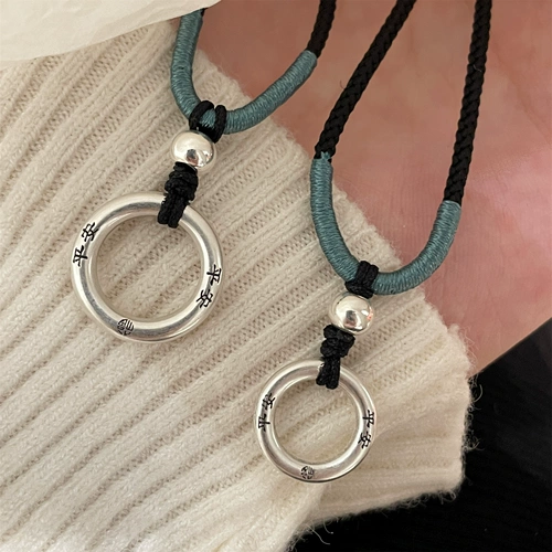 Серебряный браслет, защитный амулет, пряжка, плетеное ожерелье, ретро демисезонный свитер подходит для мужчин и женщин, для влюбленных