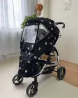 Черная тележка, дождевик, с вышивкой