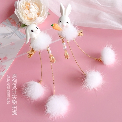 taobao agent Rabbit, cute hair accessory with tassels, Lolita style