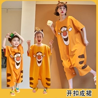 Детская хлопковая летняя пижама, семейный стиль, короткий рукав