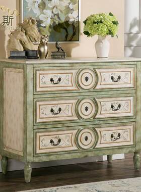 豪斯家具欧美新古典银箔家具斗柜储物装饰收纳柜门厅柜玄关柜新款