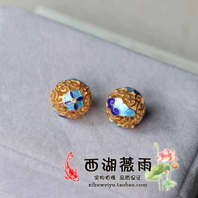 taobao agent DIY15mm white copper gold -plated Blue Xiangyun hollow beads.Eighteen sons 簪 项 项 necklace bracelet accessories