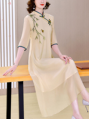 taobao agent Summer Hanfu, cheongsam, dress, Chinese style, 2023, bright catchy style