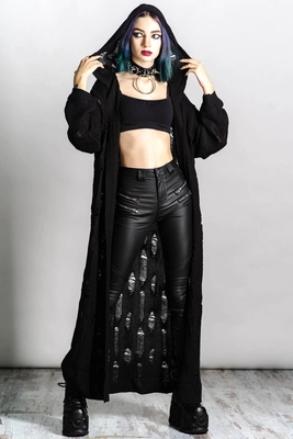 taobao agent Spot Killstar Gothic Plastic Black Cave Cloak Cloak Witch Powder hooded knitted knitted jacket