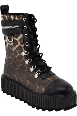 taobao agent Clear price Killstar Gothic Plason Hotel Hot Girl Metal Leopard Black Leather Boots thick bottom short boots Martin boots
