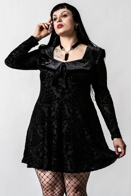 taobao agent Clear price Killstar Gothic retro dark velvet lapel doll long -sleeved dress large size