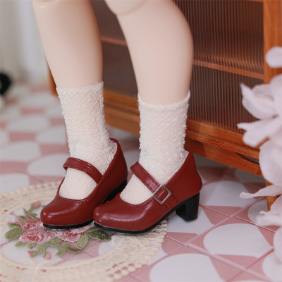 taobao agent [Kaka Planet] BJD shoes 4 points leather face light -mouth small leather shoes with a word buckle thick heel