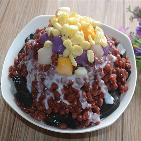 仿真定做红豆绵绵冰模型仿真红豆仙草芋圆绵绵冰模型