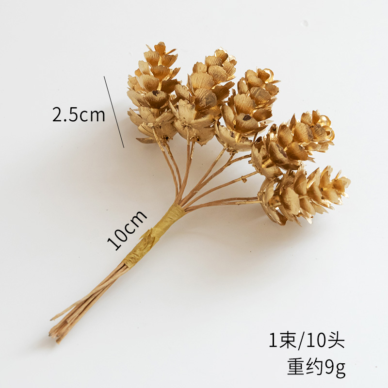 Simulated golden pine cones (10 heads