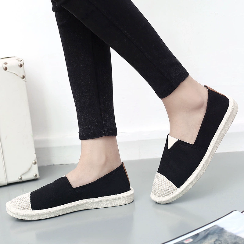 レディーススリッポン 編み込みつま先デザイン快適歩行レディーススリッポン