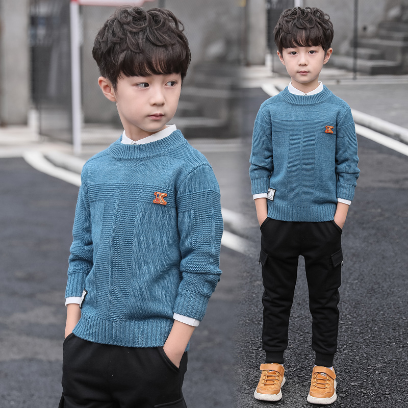 Children's clothing, boys' sweaters, pullovers, autumn and winter models, thickening, winter, little boys, big children, children's knitted sweaters