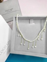 COCOKIM embellishment series raindrop choker necklace imported from the United States 14K gold + freshwater pearls