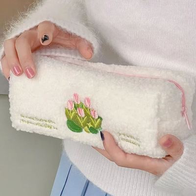 taobao agent Plush pencil case, cute brand high quality organizer bag, capacious cosmetic bag