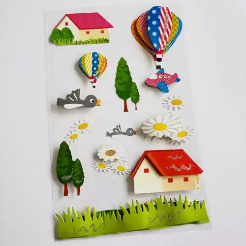 Домик, наклейка, фотография, украшение для ногтей, трехмерные детские наклейки, воздушный шар