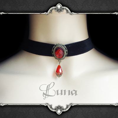 taobao agent Gloria ｜ Mrs. Van Tasso's curse hand -made Gothic vampire neck decoration retro ruby necklace