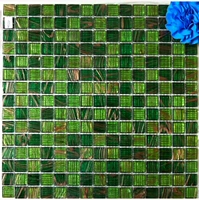 [Мозаичный художественный музей] Золотая линия стеклянная мозаичная мозаика зеленая фона стена плитка плитка кристалл G36