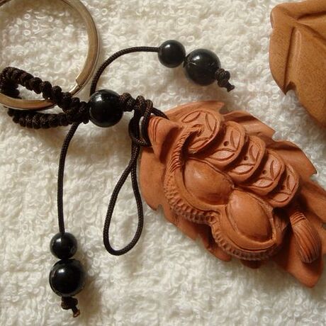 木雕桃木一夜生财 桃木雕刻小挂饰 木雕挂件一夜发财