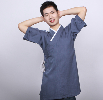 栖凤阁汉服短打家居服汉元素,改良汉服禅服短褐(牛仔蓝/5色)