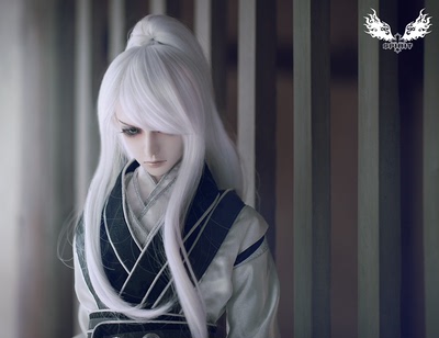 taobao agent Chunyang costume ponytail (3-point uncle BJD doll costume wig black and white color) AAQ-463