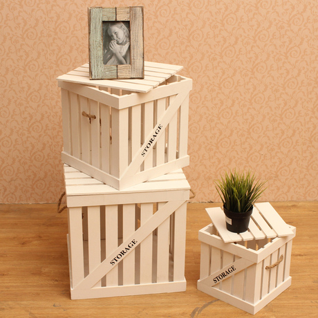 实木栅栏箱 小清新田园风收纳装饰道具 橱窗展示木箱