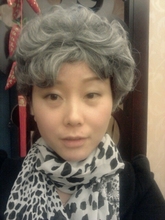 舞台剧老年女士假发短卷发中老年妈妈花白色假头发小品扮演老奶奶