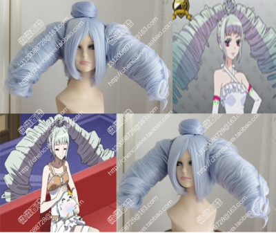 taobao agent Cosplay wig Tianshang Jana's wonderful melody Rainbow Live blue and white mixed color double ponytail