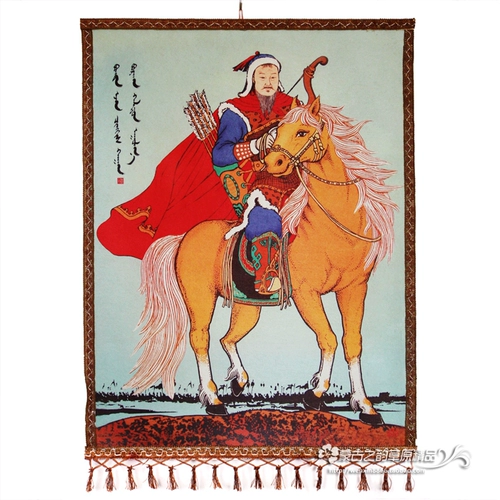 Внутренняя Монголия чувствовала живопись монгольские специальные ремесла разноцветные взрослые Ginghis Khan Riding Portrait Ручной рисунок
