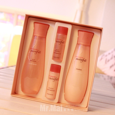 包邮韩国etude house/爱丽小屋水份胶原蛋白水乳套装 保湿补水